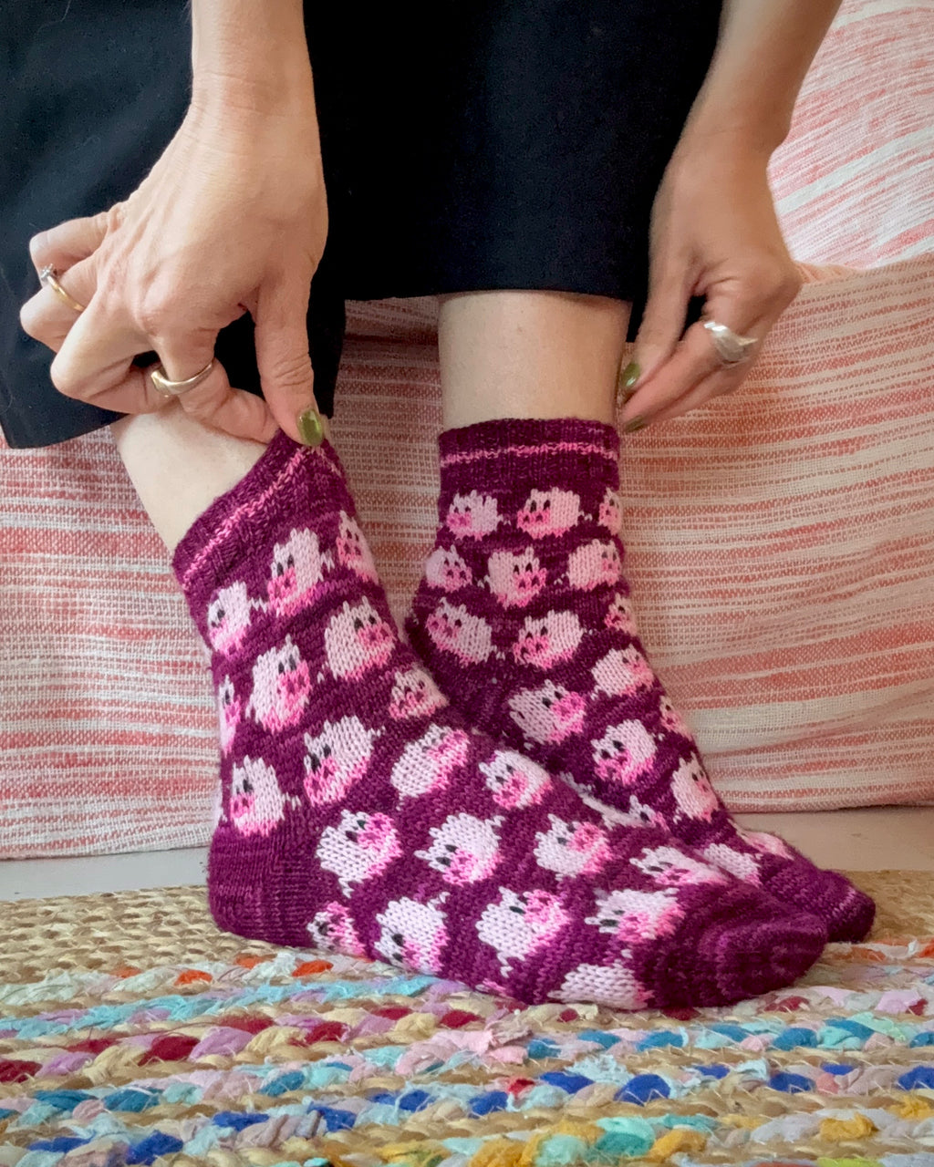 Digital item - Herding Piggies sock knitting pattern
