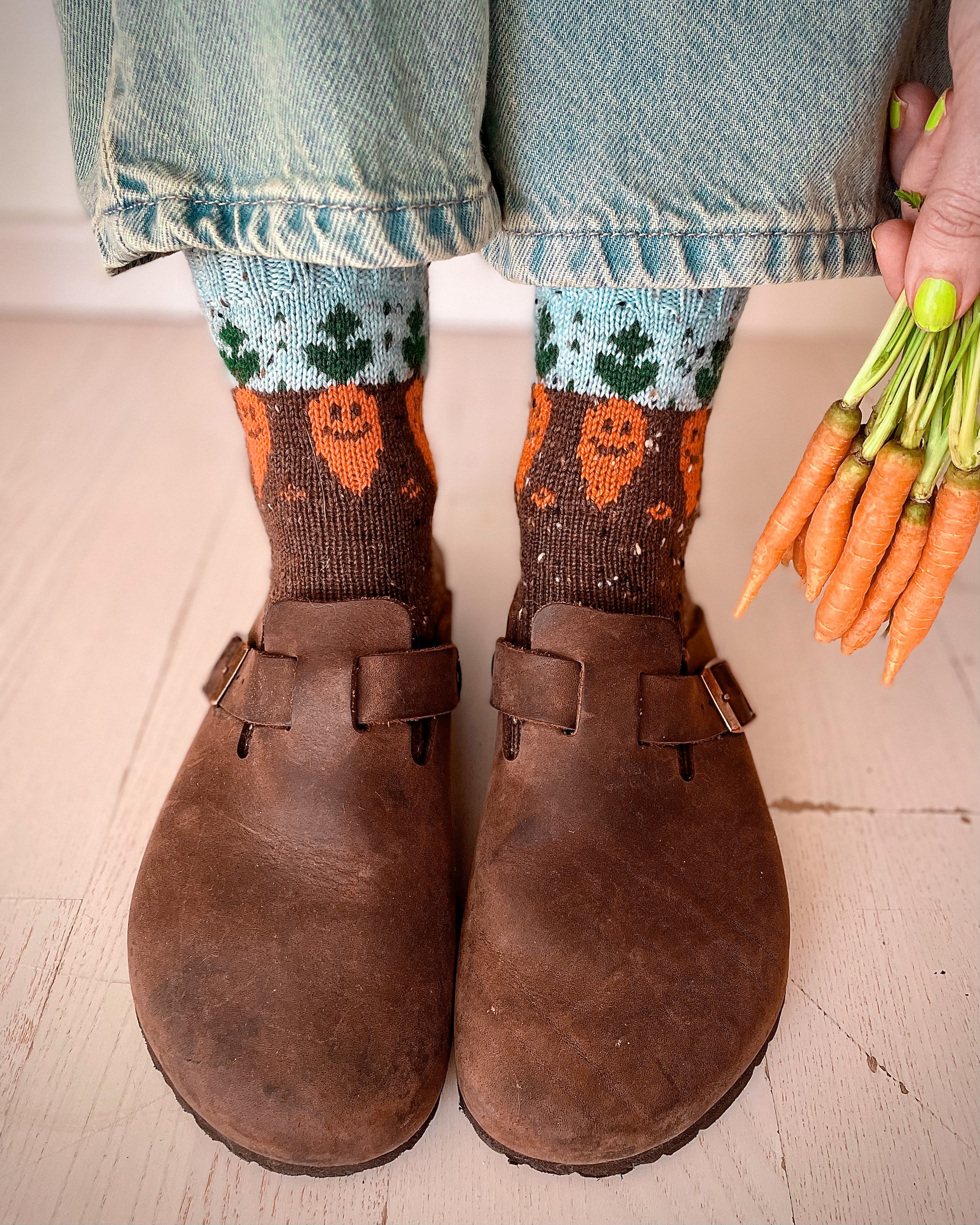 DIGITAL ITEM - Crunching Carrots socks knitting pattern PDF