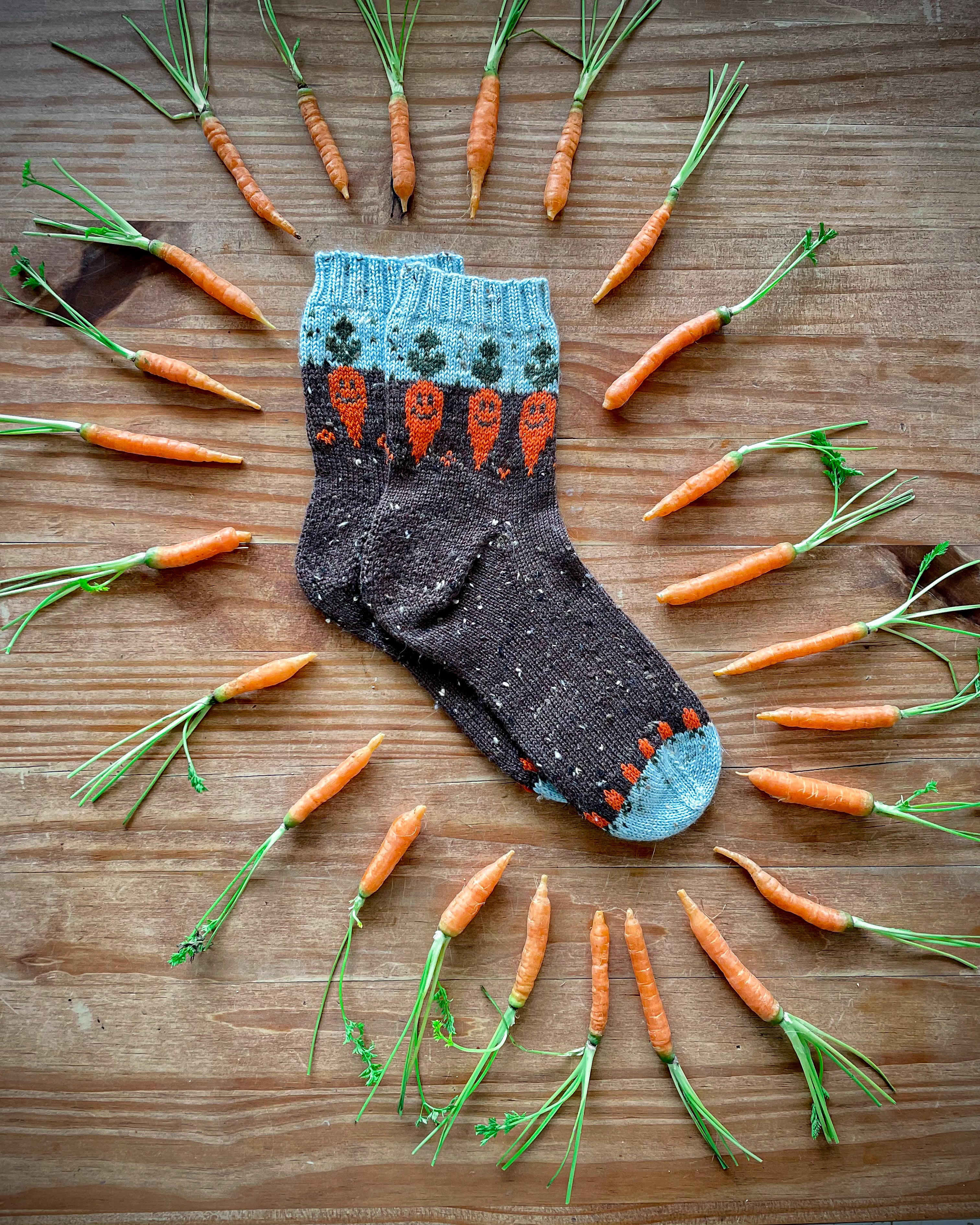 DIGITAL ITEM - Crunching Carrots socks knitting pattern PDF