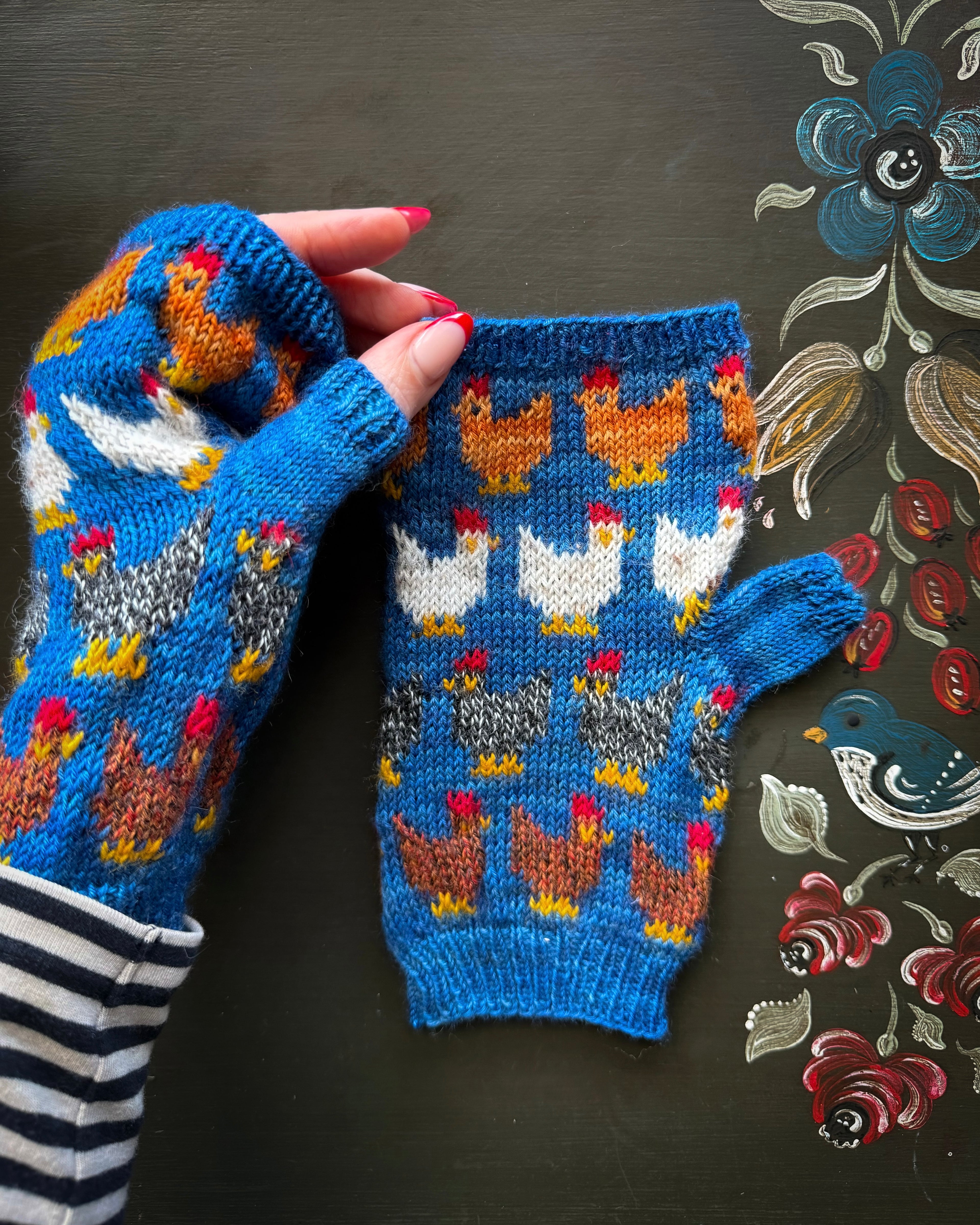 DIGITAL ITEM PDF knitting instructions - Herding Hens Mitts in English