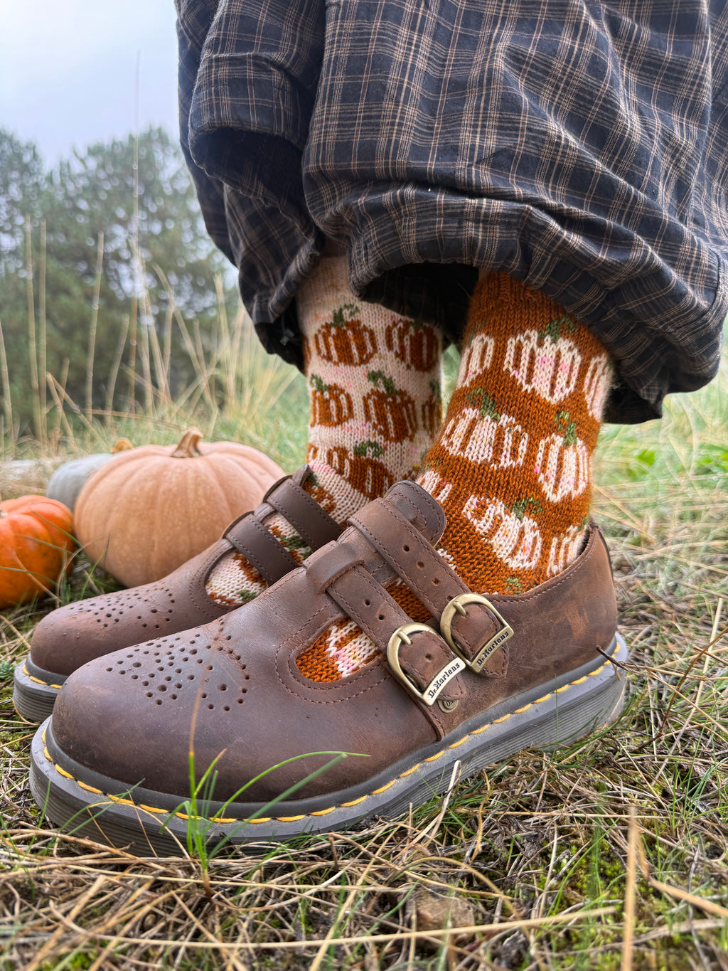 Digital Item - Cottage Pumpkin socks pattern set instructions. In English and German