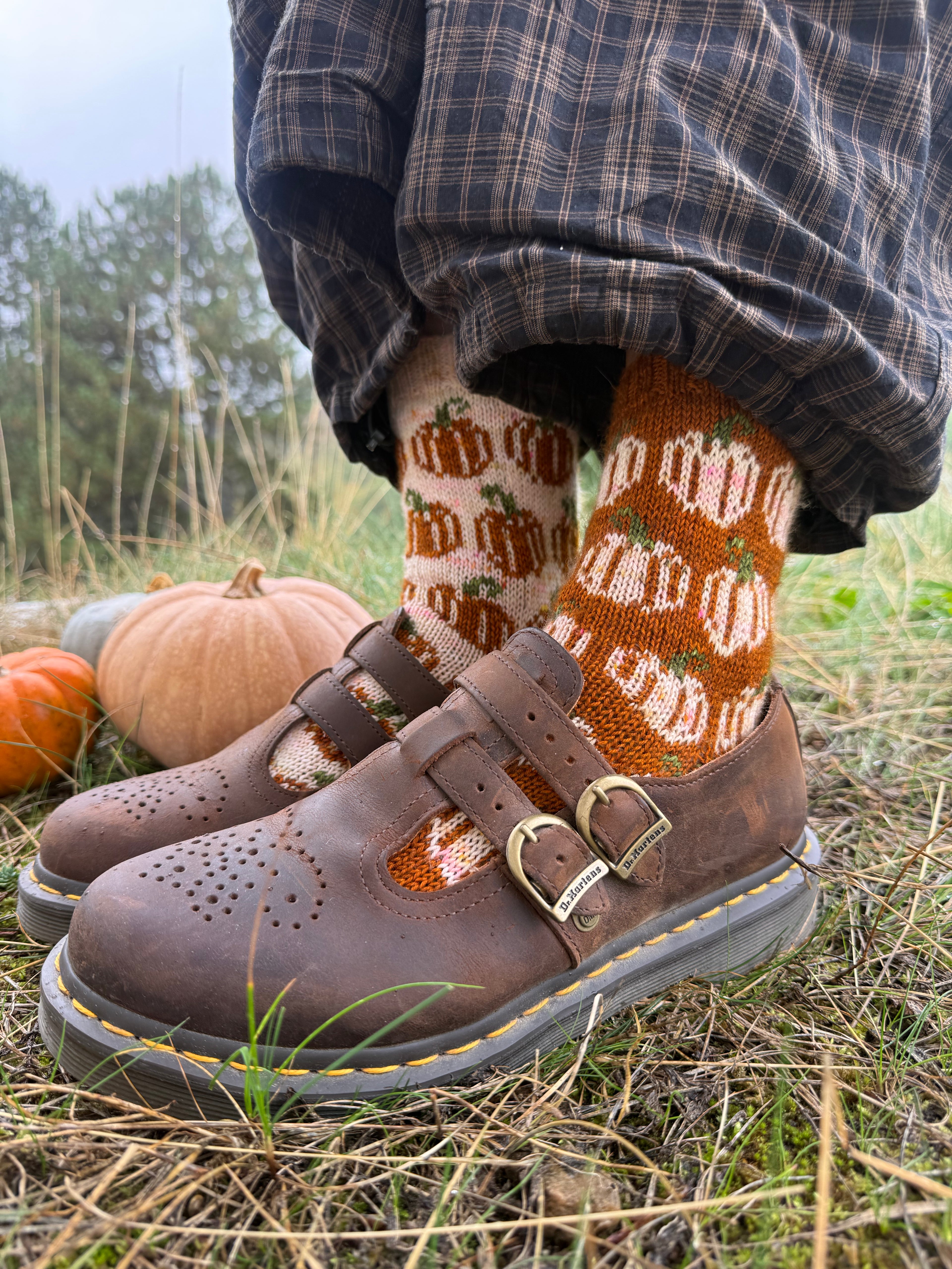 Digital Item - Cottage Pumpkin socks pattern set instructions. In English and German