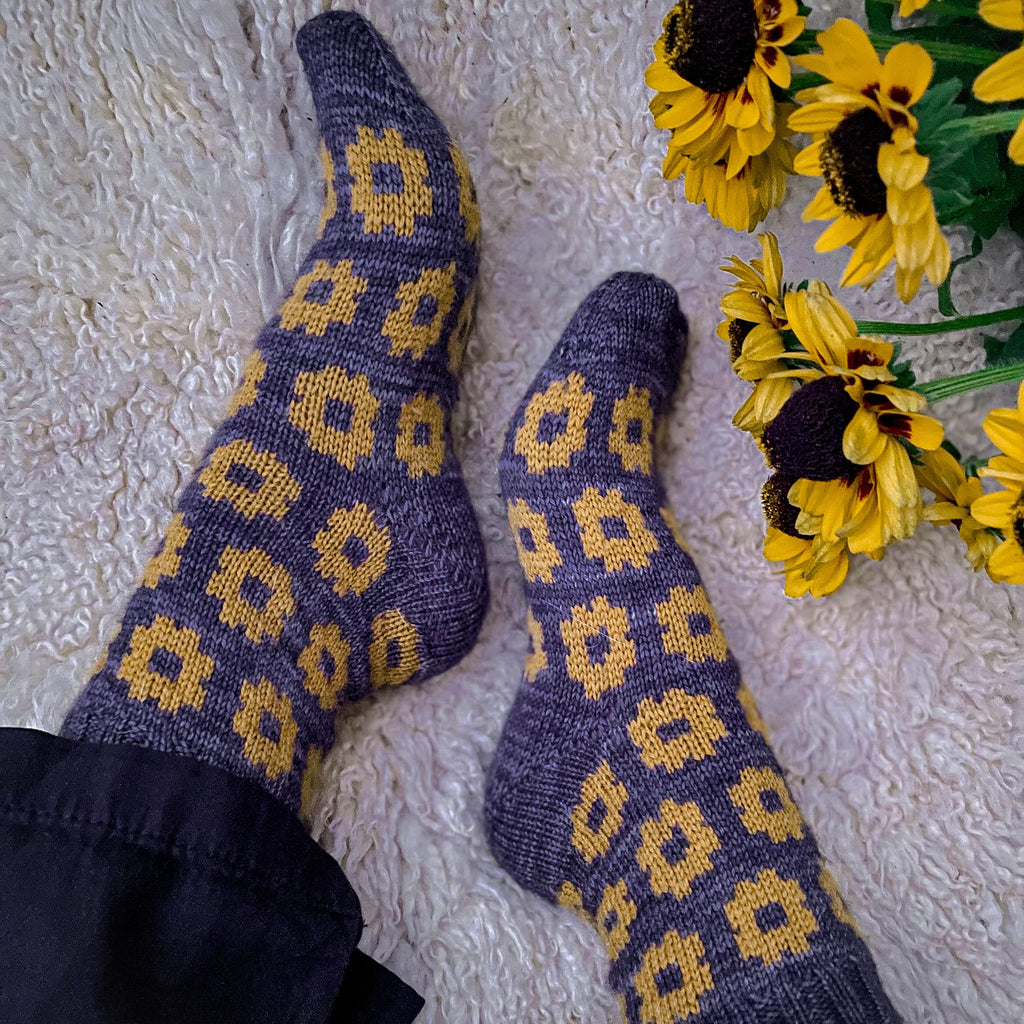 DIGITAL ITEM. Field of Sunflowers sock set knitting instructions
