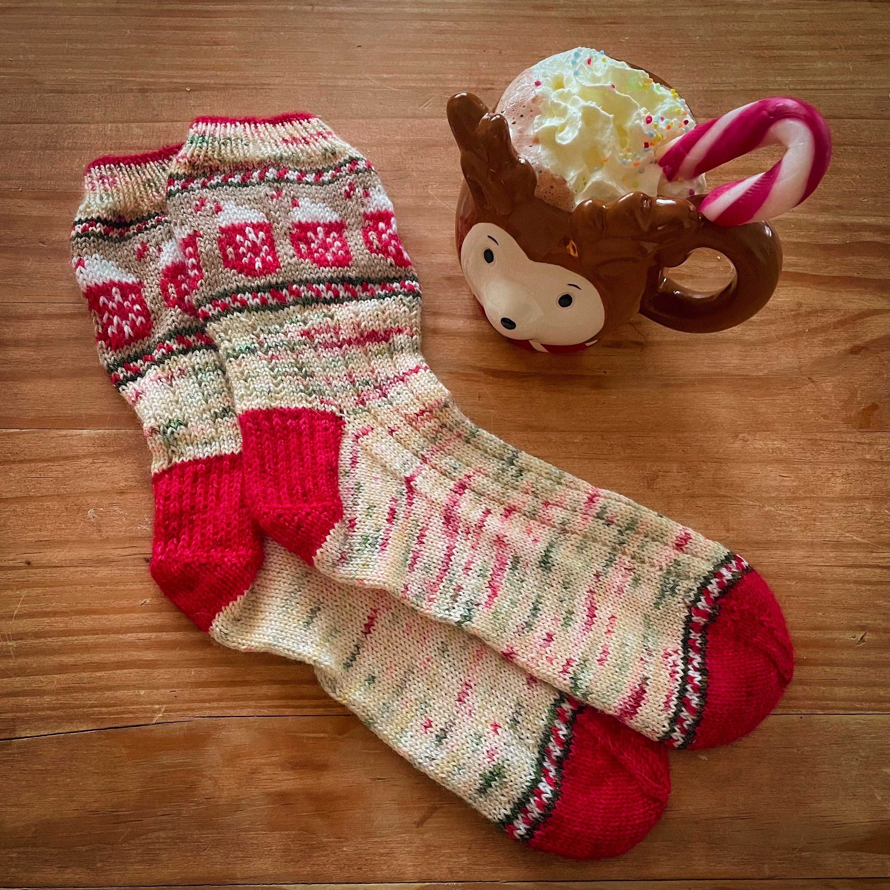 DIGITAL ITEM - Cup of Hot Cocoa socks knitting pattern PDF
