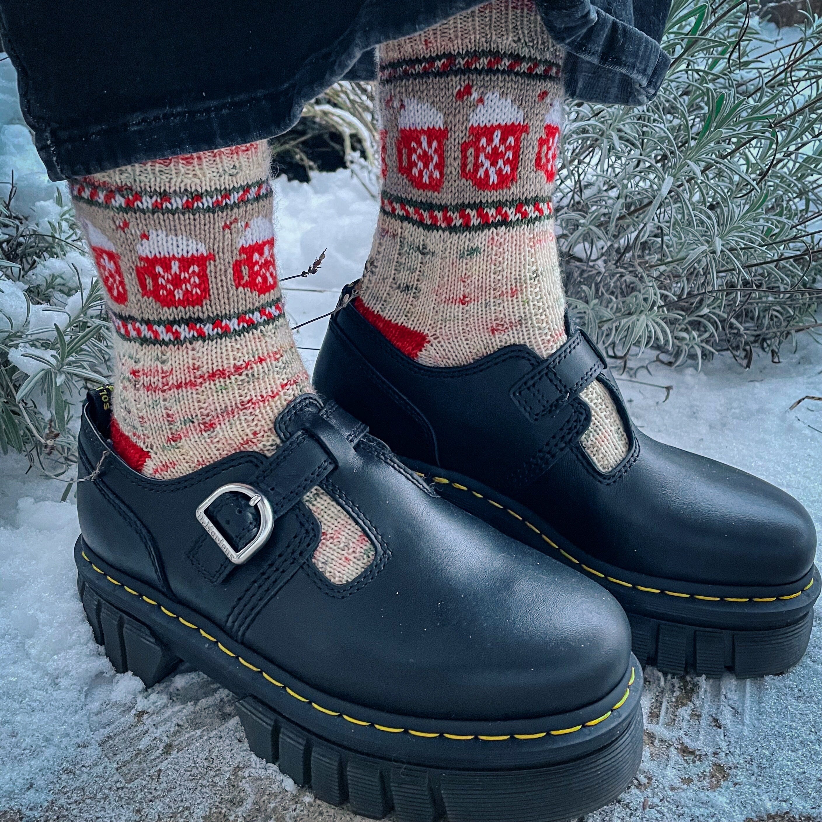 DIGITAL ITEM - Cup of Hot Cocoa socks knitting pattern PDF