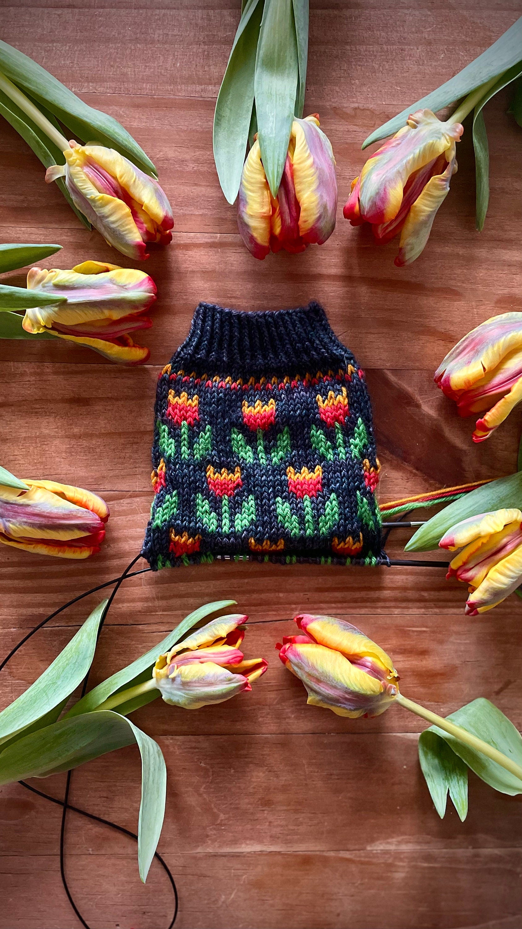 DIGITAL ITEM - Tiptoe through the Tulips Knitting pattern