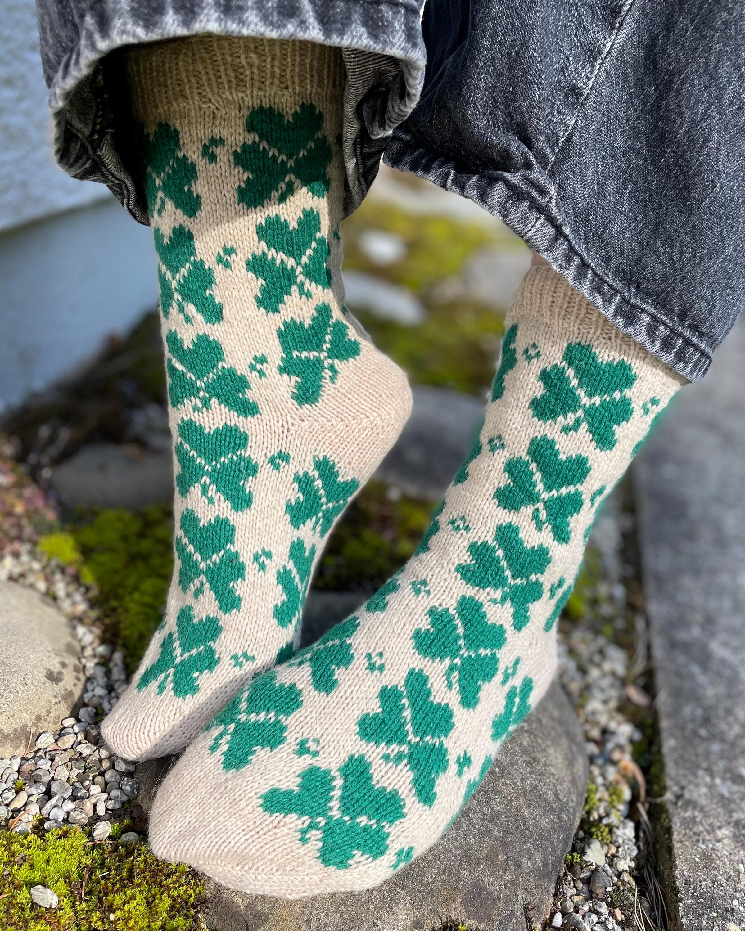 DIGITAL ITEM - Knitting Pattern Shamrock Bouquet socks.