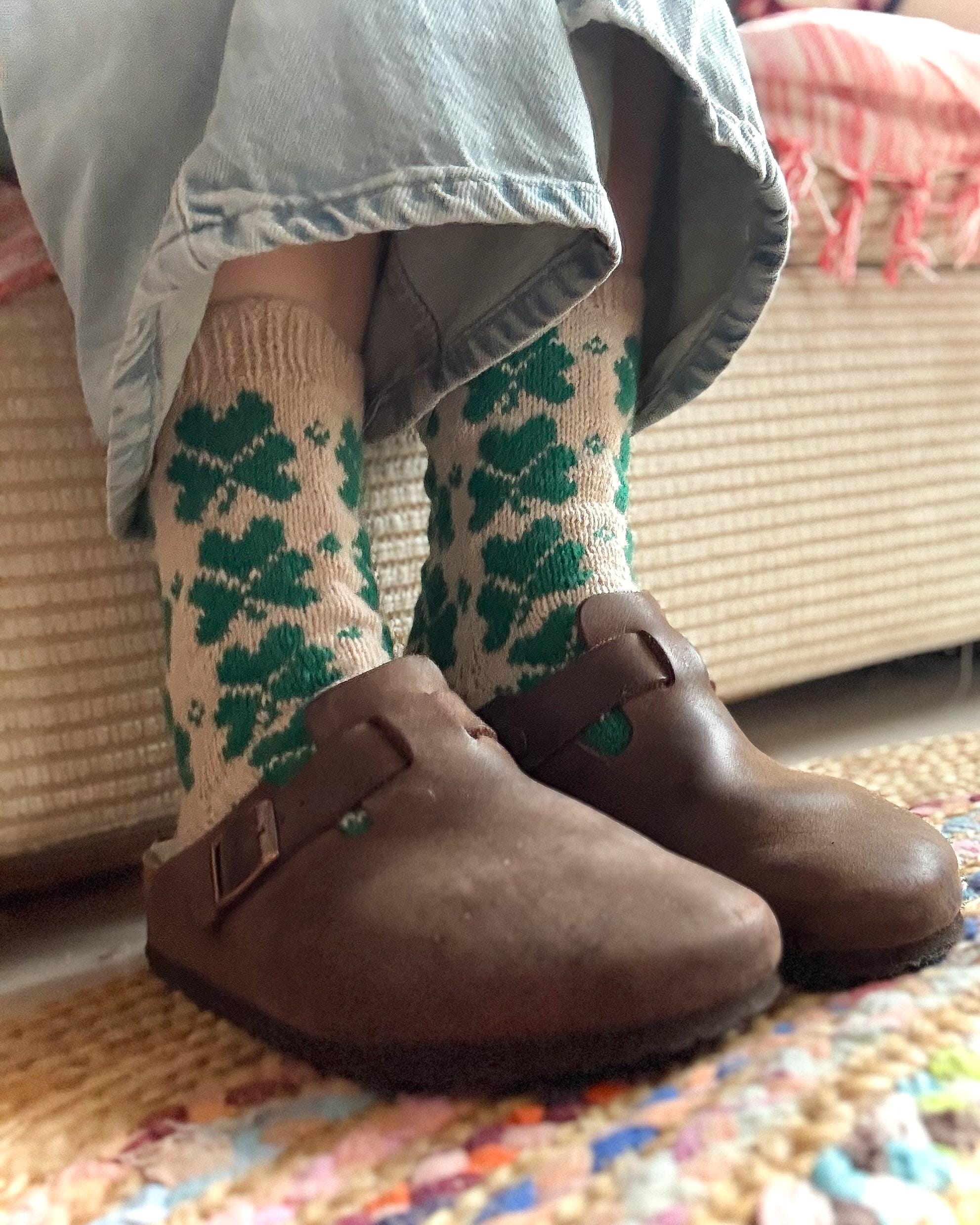 DIGITAL ITEM - Knitting Pattern Shamrock Bouquet socks.