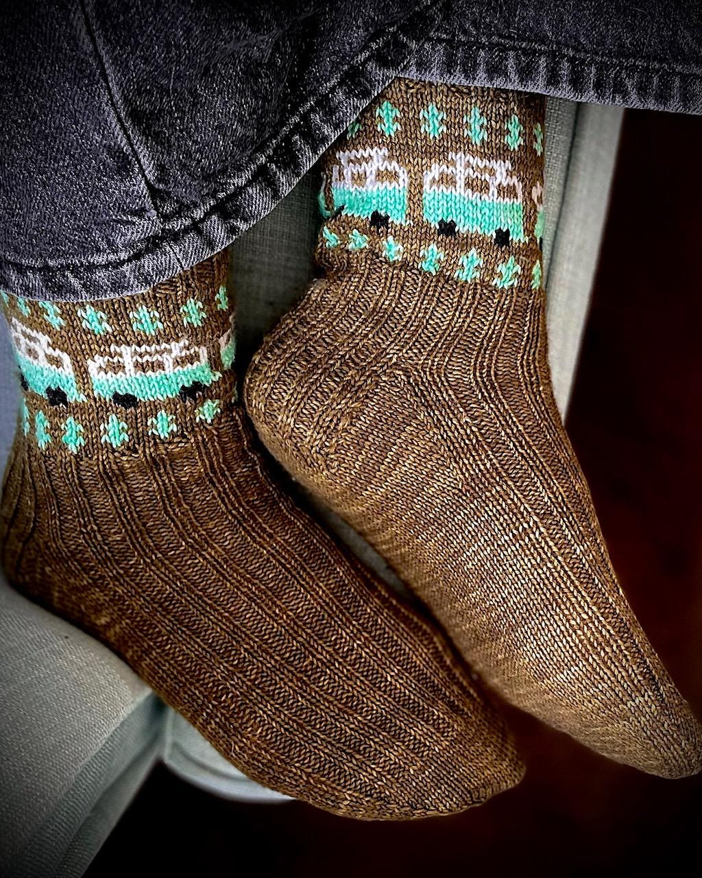 DIGITAL ITEM PDF Pattern - Home is Where You Park it socks. English